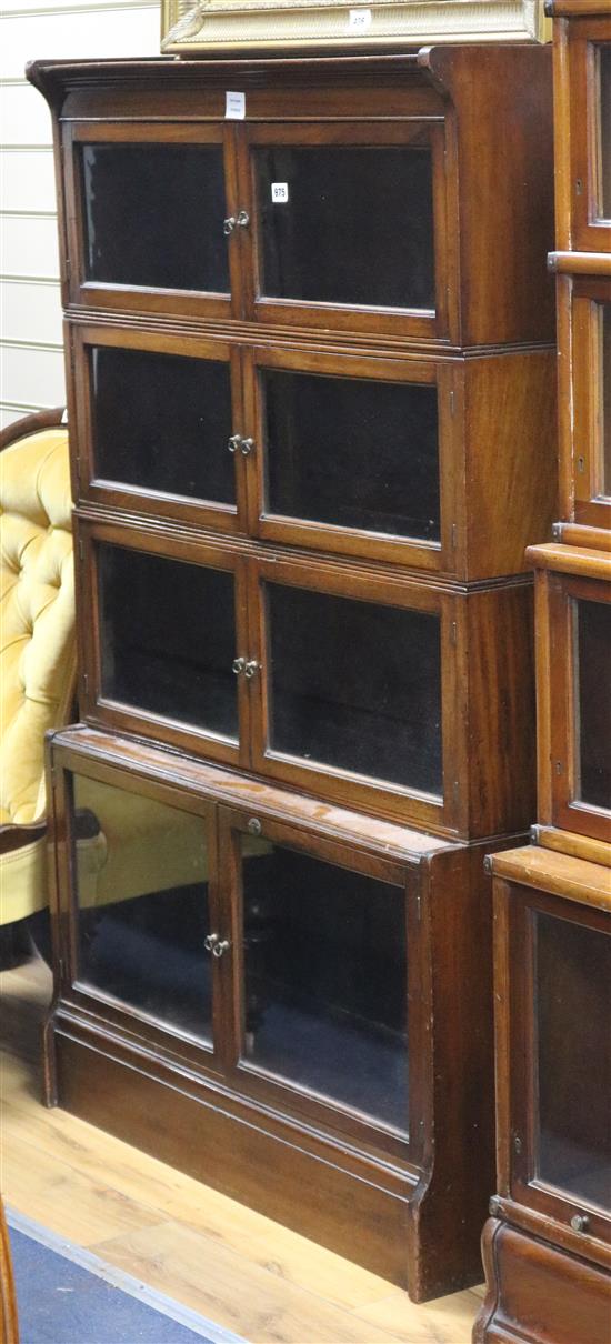 A Minty mahogany four section glazed bookcase W.88cm